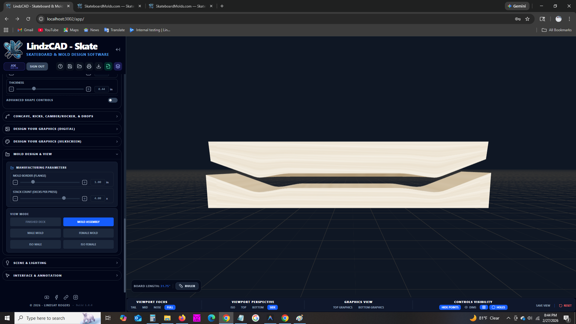 Mold and design view toggle