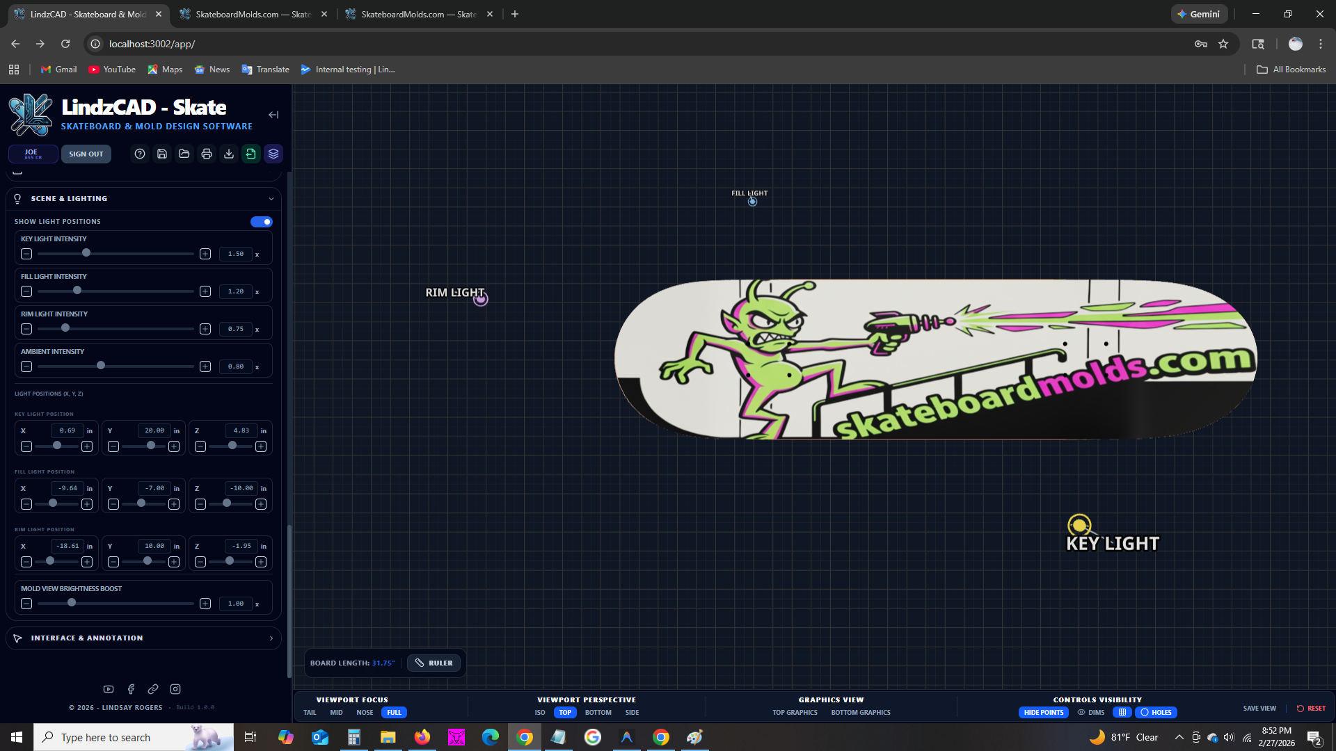 Scene and lighting controls