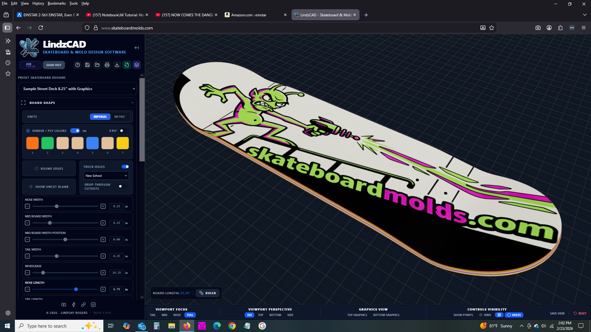 Board Shape controls in LindzCAD